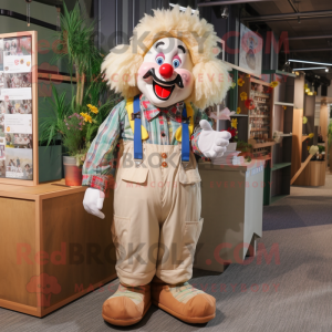 Cream Clown mascot costume character dressed with a Cargo Pants and Hair clips