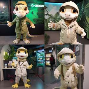 Cream Geckos maskot kostume...