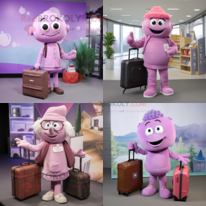 Lavendelrosa maskot drakt...
