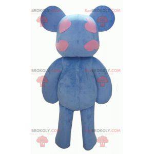 Blaues und rosa Teddybärmaskottchen mit Herzen - Redbrokoly.com