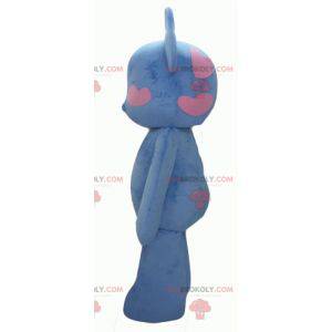 Blue and pink teddy bear mascot with hearts - Redbrokoly.com