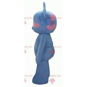 Mascotte orsacchiotto blu e rosa con cuori - Redbrokoly.com