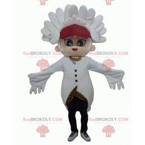 Snowman maskot med hvide fjer og en kam - Redbrokoly.com
