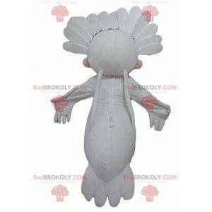 Sneeuwman mascotte met witte veren en een kuif - Redbrokoly.com
