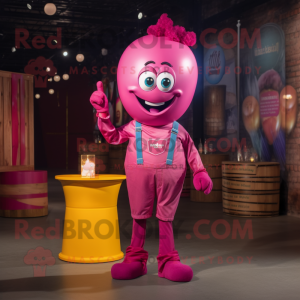 Magenta Scented Candle mascot costume character dressed with a Mom Jeans and Foot pads