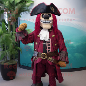 Maroon Pirate mascot costume character dressed with a Blazer and Scarf clips