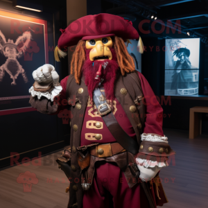 Maroon Pirate mascot costume character dressed with a Blazer and Scarf clips