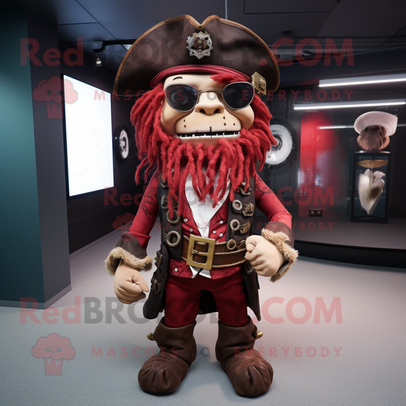 Maroon Pirate mascot costume character dressed with a Blazer and Scarf clips