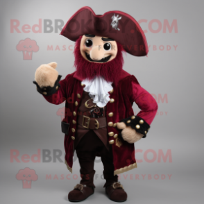 Maroon Pirate mascot costume character dressed with a Blazer and Scarf clips