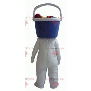 Hvit snømannmaskot med et bøtteformet hode - Redbrokoly.com