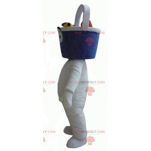 White snowman mascot with a bucket-shaped head - Redbrokoly.com