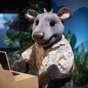 nan Tapir mascot costume character dressed with a Poplin Shirt and Mittens