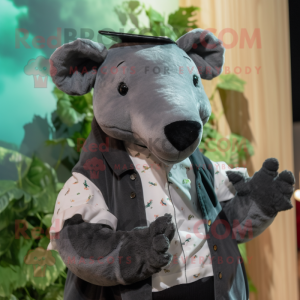 nan Tapir mascot costume character dressed with a Poplin Shirt and Mittens
