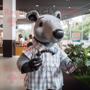 nan Tapir mascot costume character dressed with a Poplin Shirt and Mittens