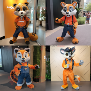 Orange Civet mascot costume character dressed with a Bootcut Jeans and Foot pads