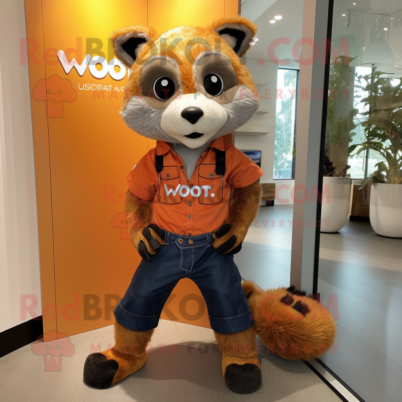 Orange Civet mascot costume character dressed with a Bootcut Jeans and Foot pads Orange Civet mascot costume character dressed with a Bootcut Jeans and Foot pads
