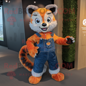 Orange Civet mascot costume character dressed with a Bootcut Jeans and Foot pads