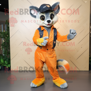 Orange Civet mascot costume character dressed with a Bootcut Jeans and Foot pads