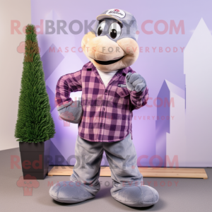Lavender Python mascot costume character dressed with a Flannel Shirt and Headbands