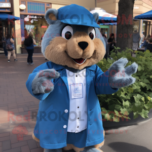 Blue Beaver maskot kostume...