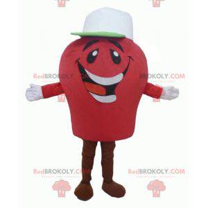 Mascotte de bonhomme rouge géant et souriant - Redbrokoly.com