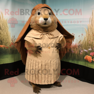 Tan Beaver maskot kostume...