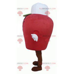 Mascotte de bonhomme rouge géant et souriant - Redbrokoly.com