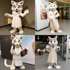 Cream Bobcat maskot-dräkt...