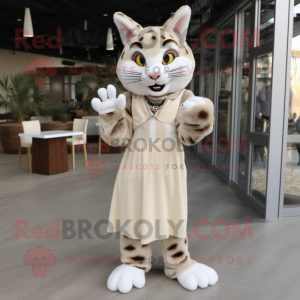 Cream Bobcat maskot-dräkt...