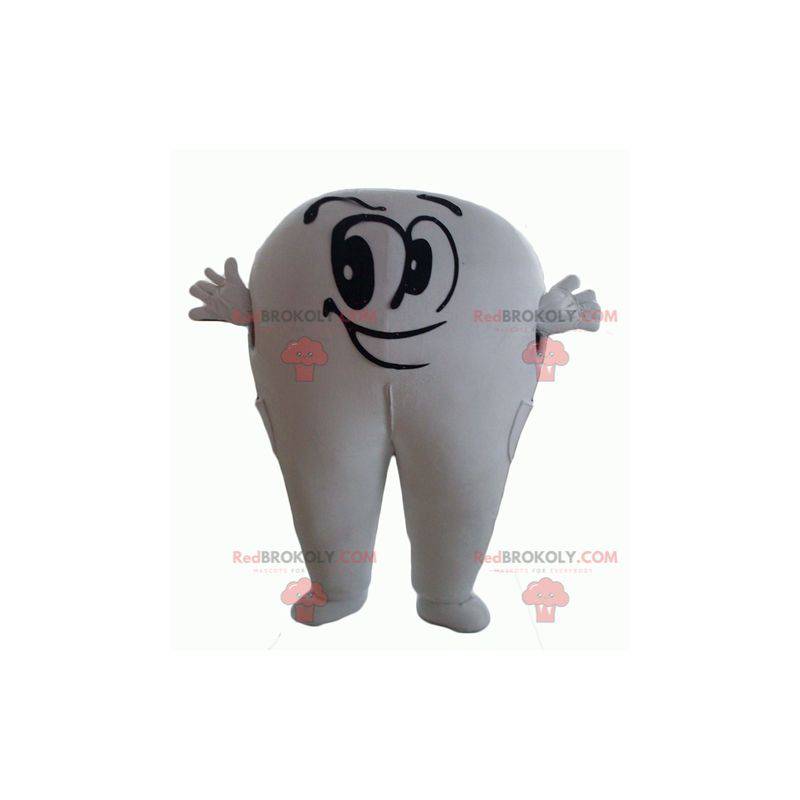 Mascota de diente blanco gigante lindo y sonriente -