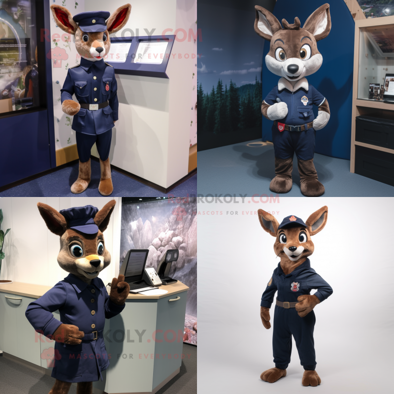 Navy Roe Deer mascot costume character dressed with a Trousers and Gloves