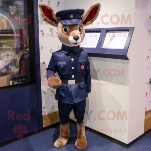 Navy Roe Deer mascot costume character dressed with a Trousers and Gloves