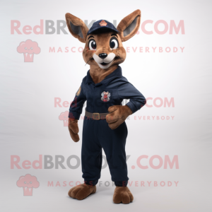 Navy Roe Deer mascot costume character dressed with a Trousers and Gloves