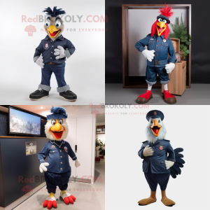 Navy Rooster maskot kostume...