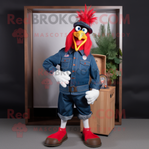 Marinblå Rooster maskot...