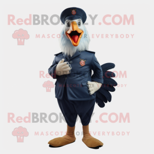 Navy Rooster maskot kostume...