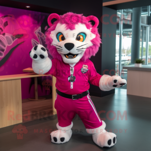 Magenta Jaguar maskot drakt...