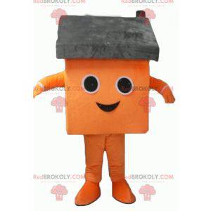 Mascotte de maison orange et grise géante - Redbrokoly.com
