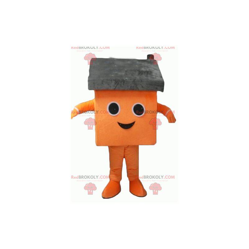 Mascotte de maison orange et grise géante - Redbrokoly.com