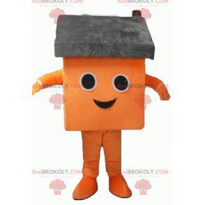 Mascotte de maison orange et grise géante - Redbrokoly.com