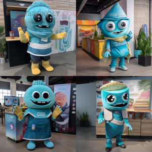 Cyan Tacos maskot drakt...