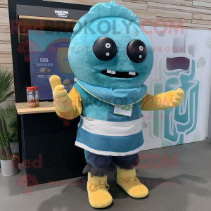 Cyan Tacos maskot kostume...