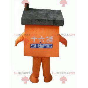 Giant orange and gray house mascot - Redbrokoly.com