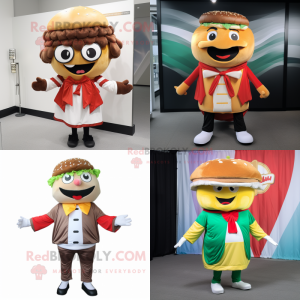 nan Hamburger mascot costume character dressed with a Hoodie and Bow ties