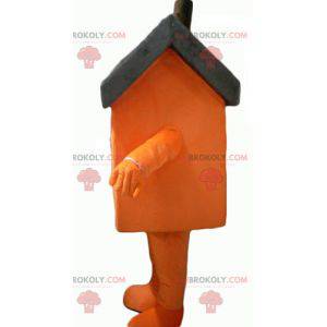 Mascotte gigante arancione e grigia della casa - Redbrokoly.com