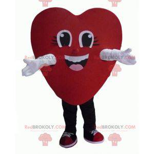 Mascota de corazón rojo gigante y sonriente - Redbrokoly.com