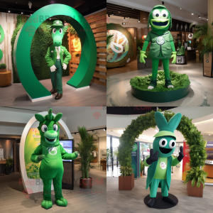 Forest Green Horseshoe mascot costume character dressed with a Swimwear and Ties