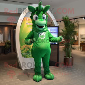 Forest Green Horseshoe mascot costume character dressed with a Swimwear and Ties