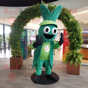 Forest Green Horseshoe mascot costume character dressed with a Swimwear and Ties