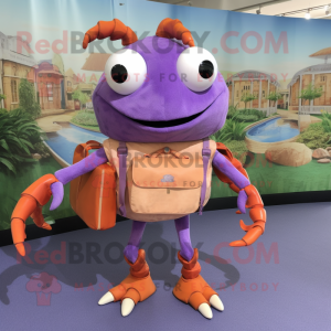 Lavender Crab mascot costume character dressed with a Bermuda Shorts and Wallets